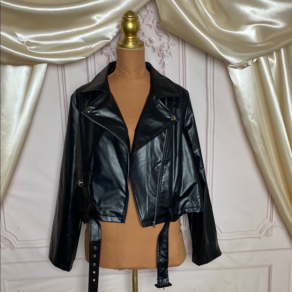 Black Faux Leather Women's Jacket